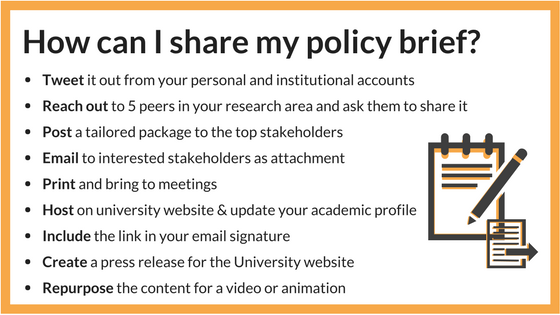 Ways to share policy briefs outside academia