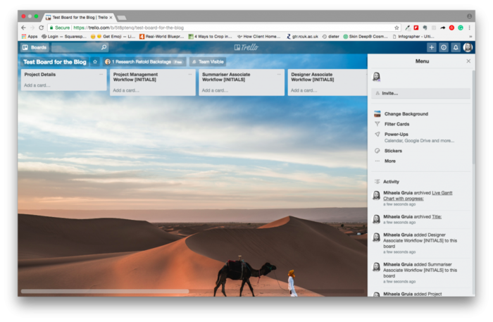 Trello to communicate research