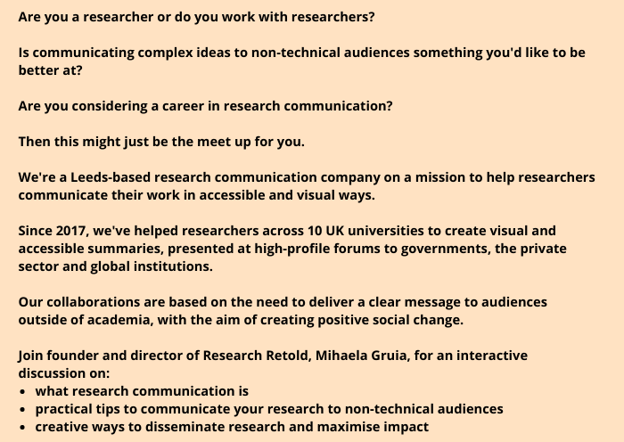 Organising a meetup on communicating research