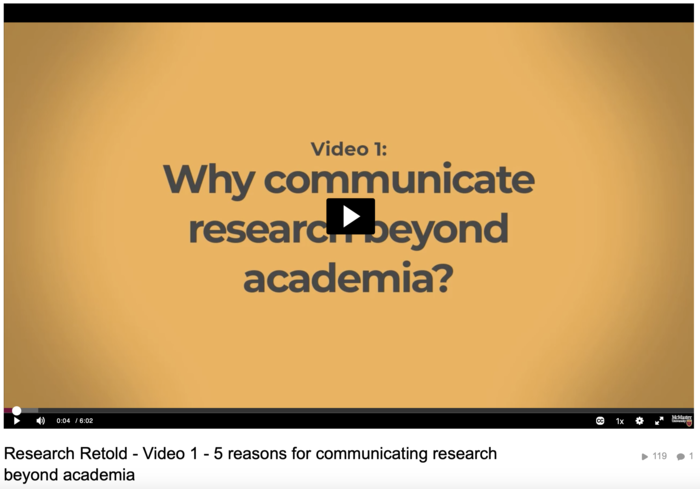 Video on the five reasons to communicate research beyond academia