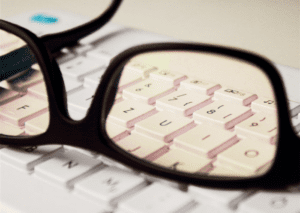 Glasses on a key board